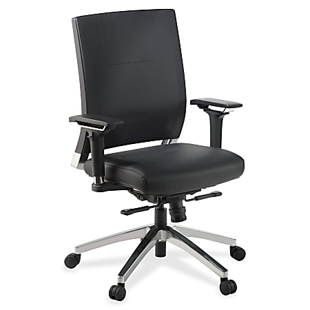 Lorell® Executive Ergonomic Bonded Leather Swivel Chair, Black