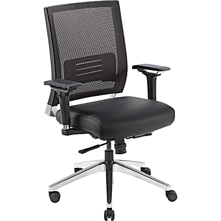 Lorell® Ergonomic Bonded Leather/Mesh Executive Swivel Chair, Black