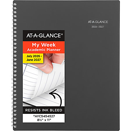 AT-A-GLANCE® DayMinder® Academic 2026-2027 Weekly Monthly Planner, Charcoal, Large, 8 1/2" x 11"