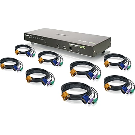 Iogear 8-Port Combo VGA KVMP Switch w/ PS/2 Cables