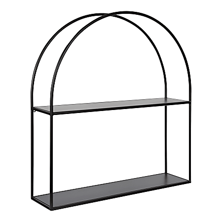 Kate and Laurel Monroe Modern Arch Wall Shelves, 26"H x 24"W x 6"D, Black