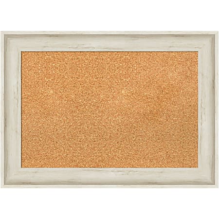 Amanti Art Non-Magnetic Cork Bulletin Board, 29" x 21", Natural, Regal Birch Cream Plastic Frame
