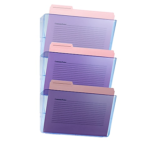 OIC Officemate Blue Glacier Wall Files, 15" x 13" x 4 1/8", Blue, Pack Of 3