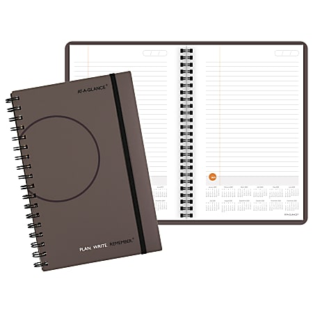 AT-A-GLANCE® Plan. Write. Remember.® Planning Notebook With Reference Calendars, 5 5/8" x 9", Gray