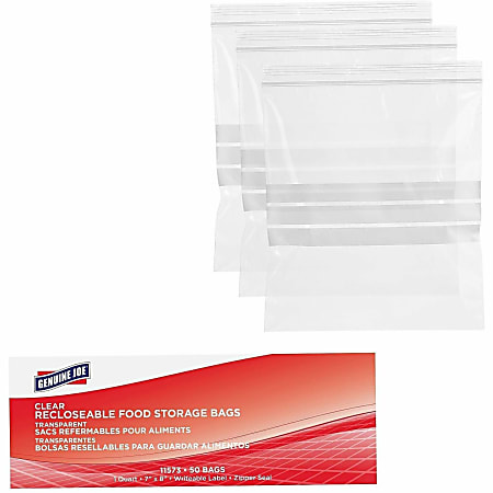 Genuine Joe Food Storage Bags, 1 quart Capacity, 7"x 8", 1.75 mil (44 Micron) Thickness, Clear, 450 Count