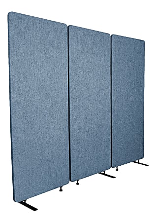 Luxor RECLAIM Acoustic Privacy Panel Room Dividers, 66"H x 24"W, Pacific Blue, Pack Of 3 Room Dividers