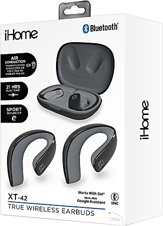 Bytech iHome XT-42 True Wireless Bluetooth In-Ear Earbuds, Black, HMAUBE238BK