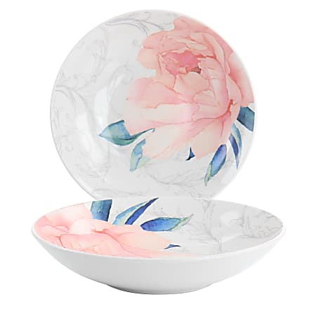 Martha Stewart Peony 2-Piece Dinner Bowl Set, 9", Pink