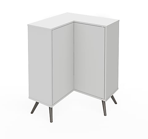 Bestar Krom 27"W Corner Storage Cabinet With Metal Legs, White