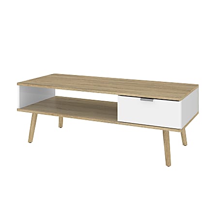 Bestar Procyon Coffee Table, 16-5/8"H x 47-1/4"W x 19-3/4"D, Modern Oak/UV White