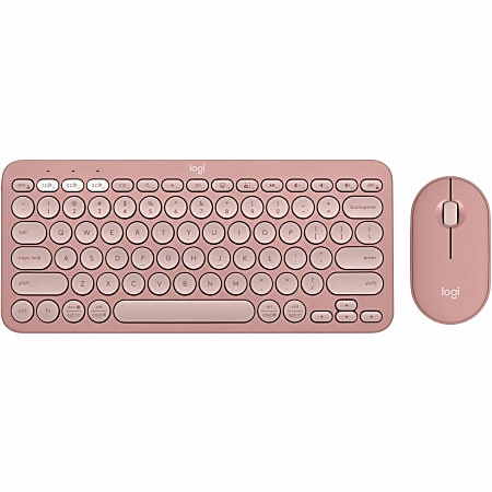 Logitech Pebble 2 Combo, Wireless Keyboard and Mouse, Quiet and Portable, Customizable, Logi Bolt, Tonal Rose - 920012199