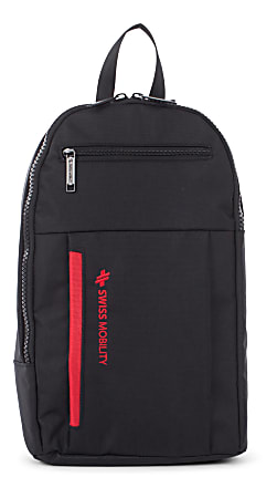 Swiss Mobility Stride Sling Backpack With 10" Tablet Pocket, Black