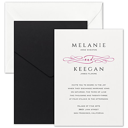 Custom Premium Wedding & Event Invitations With Pockets/Envelopes, Calligraphy Love, 5" x 7", Box Of 25 Invitations