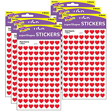 TREND Red Hearts superShapes Stickers 800 Per Pack 6 Packs - Office Depot