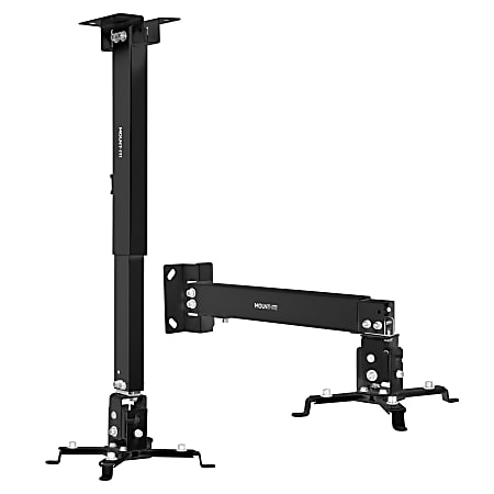 Mount-It! Full Motion Projector Wall and Ceiling Mount, 2-1/2”H x 4-1/2”W x 12-3/4”D, Black