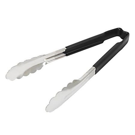 Vollrath Tongs With Antimicrobial Protection, 9-1/2", Black