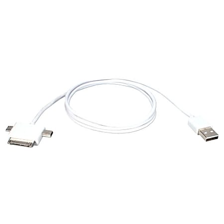 QVS 2-Meter USB Dock Sync & Charger 3-in-1 Cable for iPod/iPhone and iPad/2/3