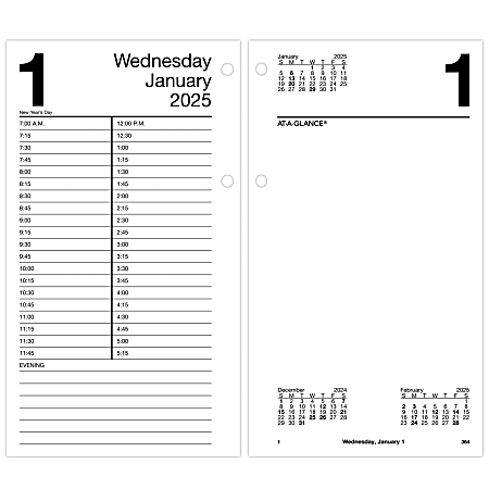 2025 AT-A-GLANCE® Daily Loose-Leaf Desk Calendar Refill, 4-1/2" x 8", Traditional, January 2025 To December 2025, E21050