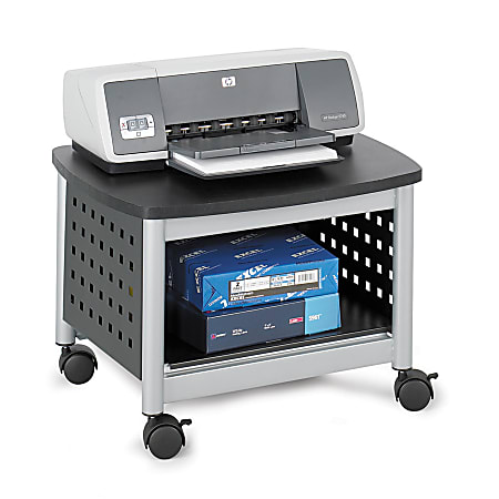 Safco® Scoot™ Under-Desk Printer Stand, 14-1/2"H x 20-1/4"W x 16-1/2"D, Black/Silver