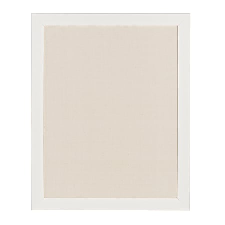 DesignOvations Beatrice Non-Magnetic Framed Linen Fabric Pinboard, 23” x 29", Beige, White Plastic Frame
