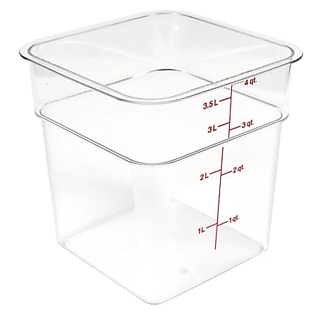 Cambro Polycarbonate Square Food Storage Containers 4 Quart with Lid - Pack of 2