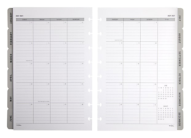 TUL Discbound Notebook Refill Pages and Monthly Planner Refills