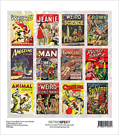 Retrospect Monthly Desk Calendar Classic Comic Book Covers 6 14 x 5 14 ...