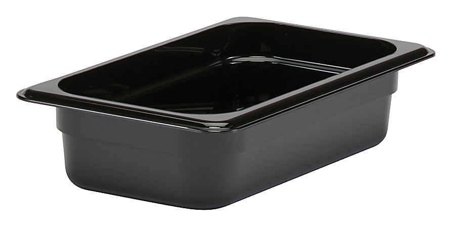 Cambro Camwear GN 1/4 Size 2" Food Pans, 2”H x 6-3/8”W x 10-1/2”D, Black, Set Of 6 Pans