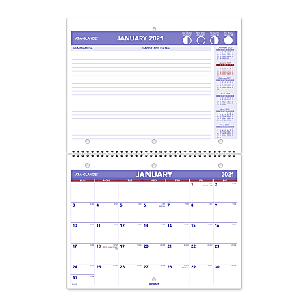 At-A-Glance® Monthly Desk/Wall Calendar, 8-1/2" x 11", January To December 2021, PM17028