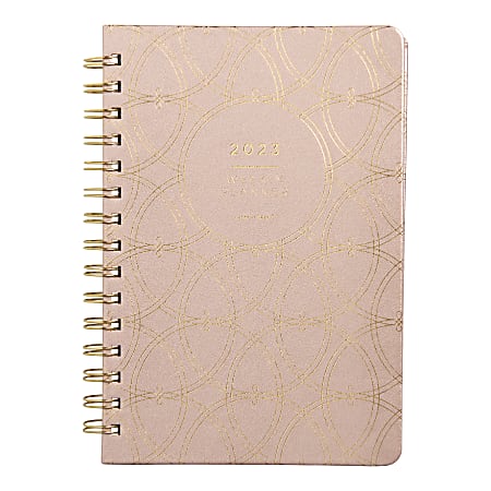 Russell & Hazel Spiral Vegan Weekly/Monthly Planner, 5-5/8" x 8-1/4", Blush, January To December 2023, 94032