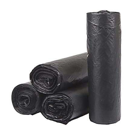 Inteplast HDPE Can Liners, 16 Microns, 33" x 40", Black, Pack Of 250 Liners
