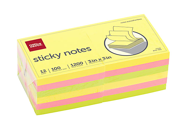 Office Depot Brand Sticky Notes Value Pack 3 x 3 Yellow 100 Sheets Per Pad  Pack Of 18 Pads - Office Depot