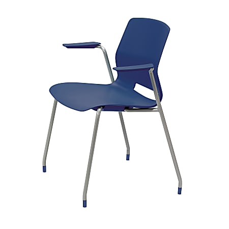 KFI Studios Imme Stack Chair With Arms, Navy/Silver
