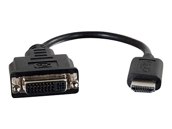 C2G 8in HDMI to DVI Adapter Converter Dongle - M/F Black - DVI-D/HDMI for Video Device Notebook, Monitor - 8" - 1 x HDMI Male Digital Audio/Video - 1 x DVI-D (Single-Link) Female Digital Video - Shielding - Black
