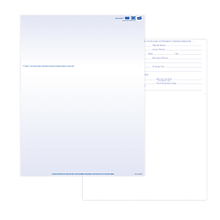 Laser 2-Sided Healthcare Medical Billing Statements, Preprinted MC/Visa/Discover Credit Card Accepted, 1-Part, 8-1/2" x 11", Blue, Pack Of 500 Sheets
