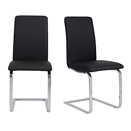 Eurostyle Cinzia Dining Chairs, Black/Chrome, Set Of 2 Chairs