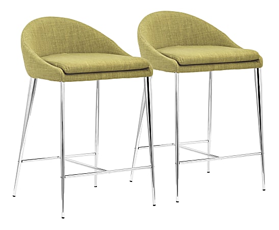 Zuo Modern® Reykjavik Chairs, Pea/Chrome, Pack Of 2