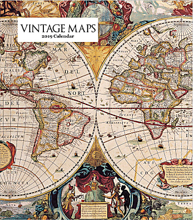 Retrospect Monthly Desk Calendar, Vintage Maps, 6-1/4" x 5-1/4", Multicolor, January to December 2019