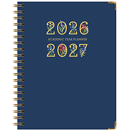 2026-2027 Excello Brands 14-Month Academic Year Hardcover Weekly/Monthly Fashion Planner, 8-1/2" x 11", Navy Gold Numbers, May To June, Total Qty 1