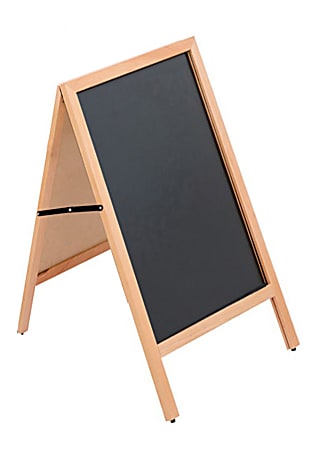 Azar Displays 2-Sided A-Frame Chalkboard, 30 3/4" x 23 1/2", Oak Wood Frame