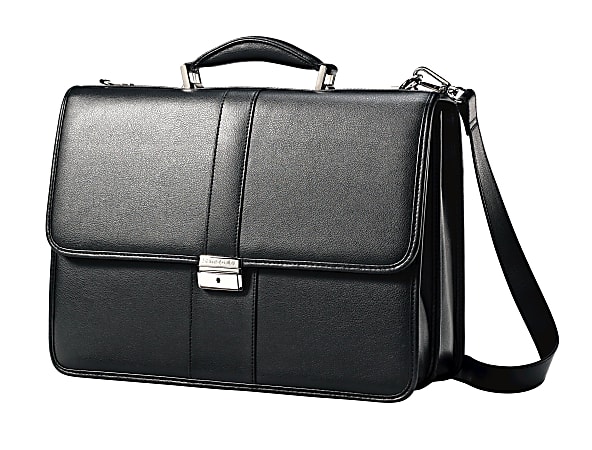 Samsonite® Leather Flapover Briefcase For 15.6" Laptops, Black