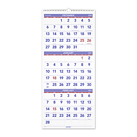 AT-A-GLANCE® Business Monthly Wall Calendar, 12" x 27", January To December 2021, PM1128
