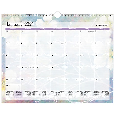 AT-A-GLANCE® Dreams 13-Month Monthly Wall Calendar, 15" x 12", January 2021 To January 2022, PM83-707