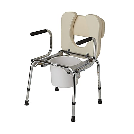 Guardian Drop-Arm Padded Commode, Chrome