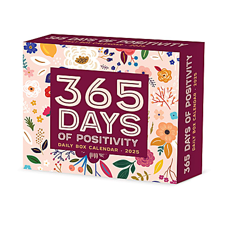 2025 Willow Creek Press Daily Desk Box Calendar, Inspirational, 5-1/2” x 6-1/4”, 365 Days of Positivity, January To December, 40553