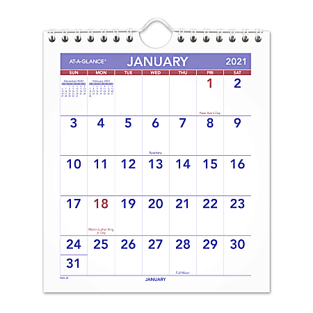 AT-A-GLANCE® Monthly Desk/Wall Calendar,  6" x 7", January To December 2021, PM52821
