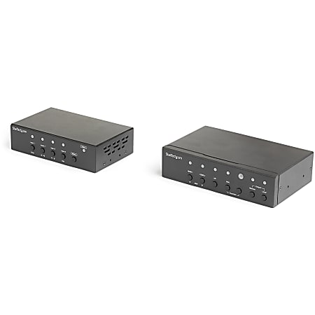 StarTech.com Multi-Input HDBaseT Extender Kit with Built-In Switch and Video Scaler - DisplayPort HDMI and VGA Over CAT6 or CAT5 - Connect four video sources to a remote HDMI display over CAT5/CAT6 cabling