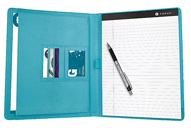 FORAY™ Right/Left Handed Padfolio, Large, 9 1/2" x 12 1/4", Teal