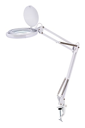 Bostitch&reg; PureOptics LED VLED600 Magnifying Desk Lamp With Clamp Mount, 22"H, White
