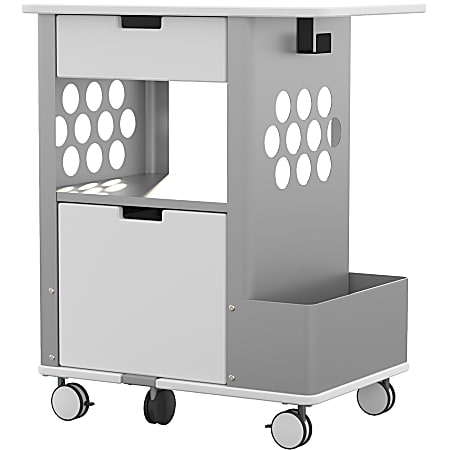 Safco® Focal™ Plastic Rolling 2-Drawer Storage Cart, 33 1/2" x 28" x 20", Silver